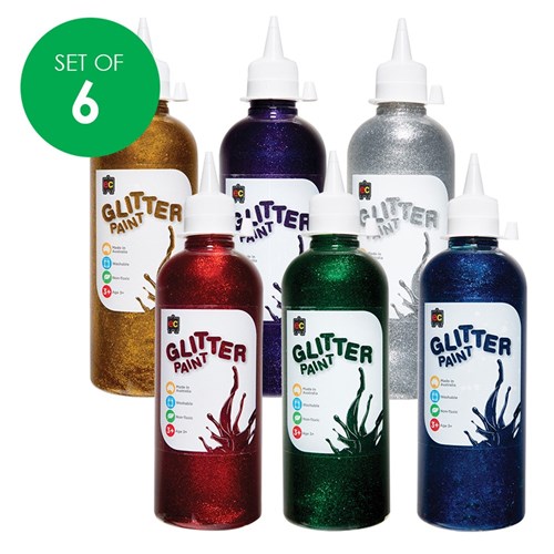 EC Glitter Paint - 500ml - Pack of 6 Colours