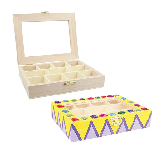 Wooden Multi Compartment Trinket Box - Each