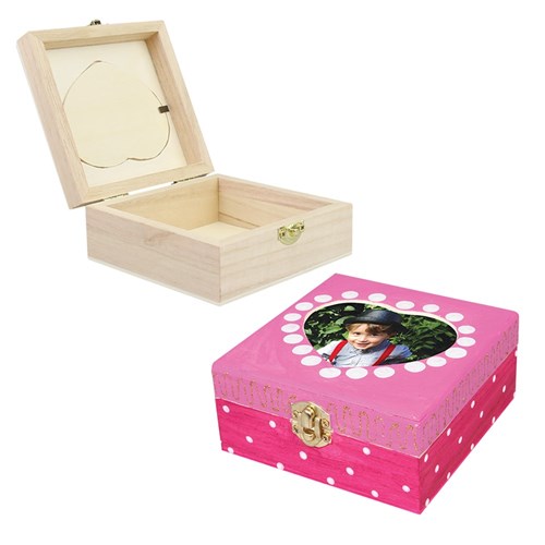 Wooden Heart Frame Trinket Box - Each