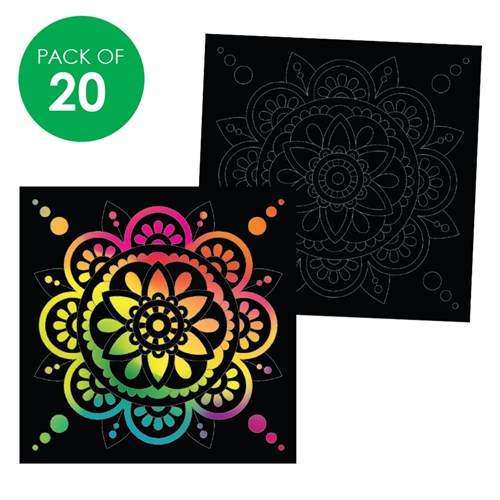 Printed Scratch Board Sheets - Mandala - Pack of 20