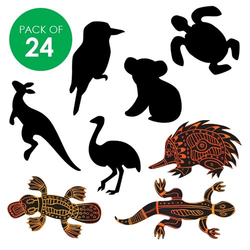 Scratch Board Australian Animal Shapes - Pack of 24