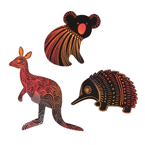 Scratch Board Australian Animal Shapes - Pack of 24