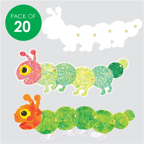 Cardboard Dancing Caterpillars - White - Pack of 20