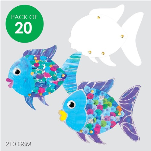 Cardboard Dancing Fish - White - Pack of 20