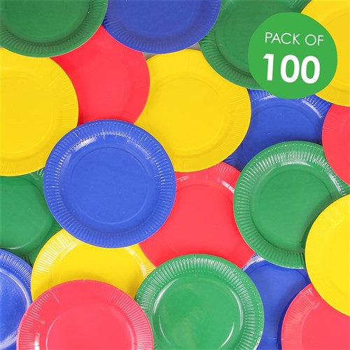 Paper Plates - Large Coloured - Pack of 100