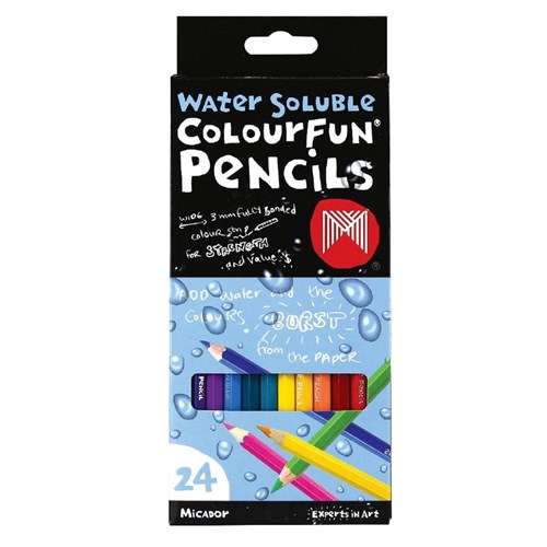 Micador ColourFun Water Soluble Pencils - Pack of 24