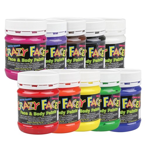 Crazy Faces Face & Body Paint - 250ml - Set of 10 Colours