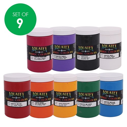 Aquatex Fabric Paint - 500g - Set of 9 Colours