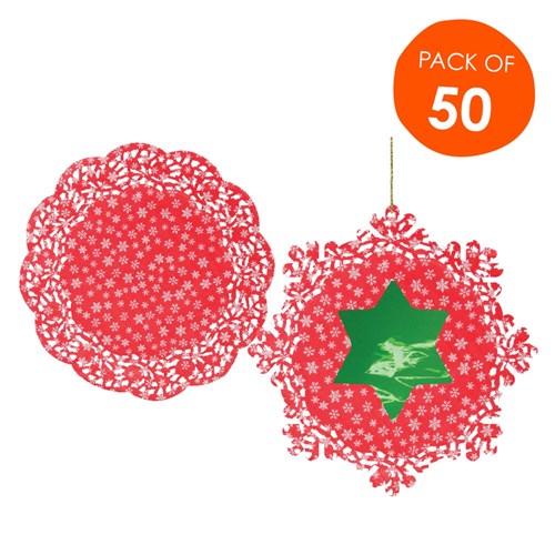 Christmas Doilies - Snowflake - Pack of 50
