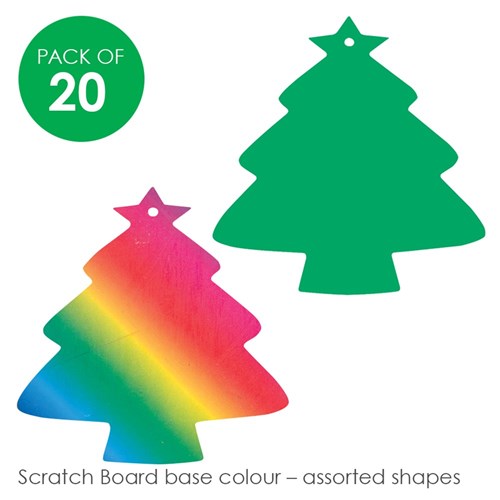 Scratch Board Tree Ornaments - Pack of 20