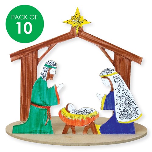 Wooden Nativity Dioramas  - Pack of 10