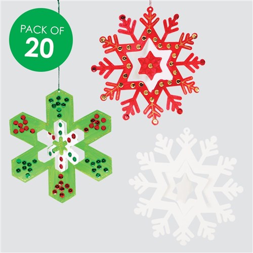 3D Cardboard Snowflakes - White - Pack of 20