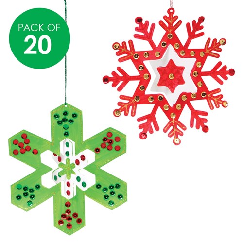 3D Cardboard Snowflakes - White - Pack of 20