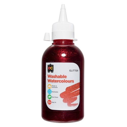 EC Glitter Liquid Watercolour - Red - 250ml