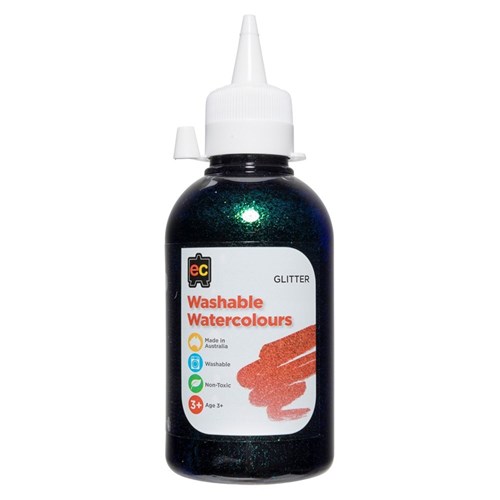 EC Glitter Liquid Watercolour - Black - 250ml