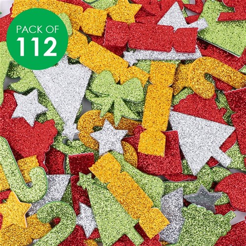 Foam Glitter Christmas Stickers - Pack of 112