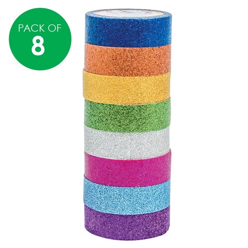 Washi Glitter Tape - Pack of 8