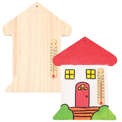 Wooden House Thermometer - Each