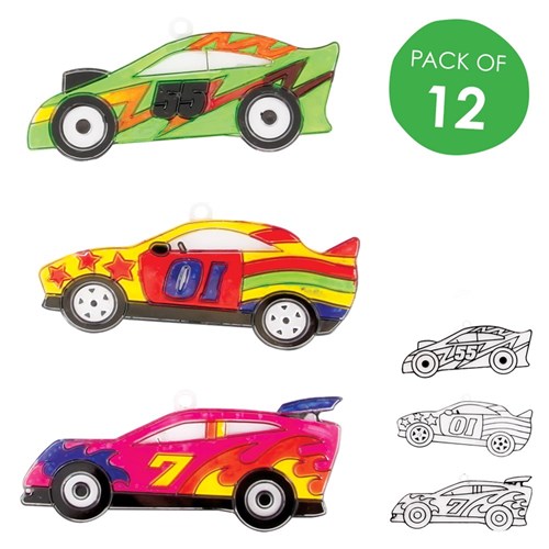 Plastic Sun Catchers - Cars - Pack of 12