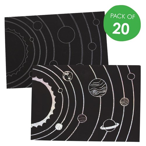 Scratch Board Solar System Sheets - Pack of 20