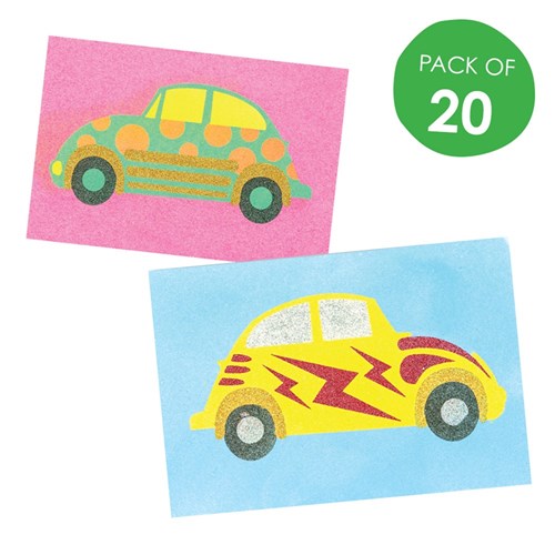 Beetle Car Sand Art Sheets - Pack of 20