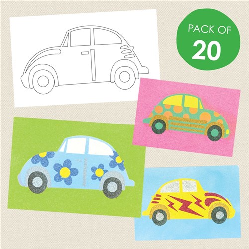 Beetle Car Sand Art Sheets - Pack of 20 | Sand Art | CleverPatch - Art ...