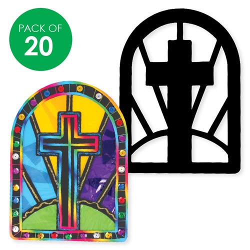 Scratch Board Easter Stained Glass Shapes - Pack of 20