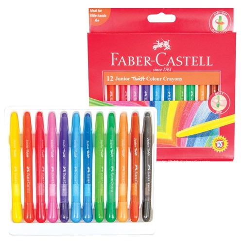 Faber-Castell Triangular Junior Twist Colour Crayons - Pack of 12