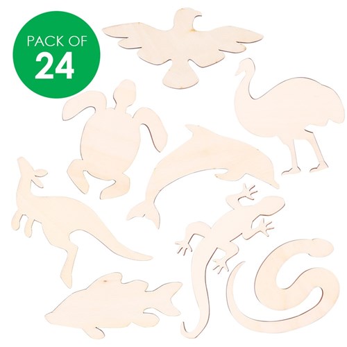 Wooden Indigenous Australian Animals - Pack of 24