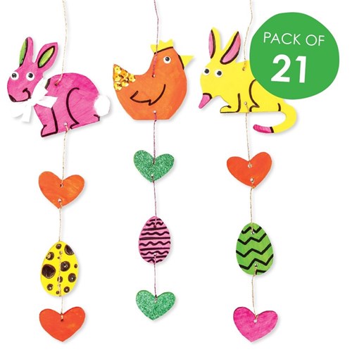 Wooden Hanging Decoration - Easter - Pack of 21