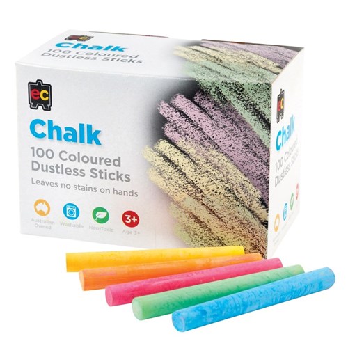 EC Dustless Chalk - Coloured - Pack of 100