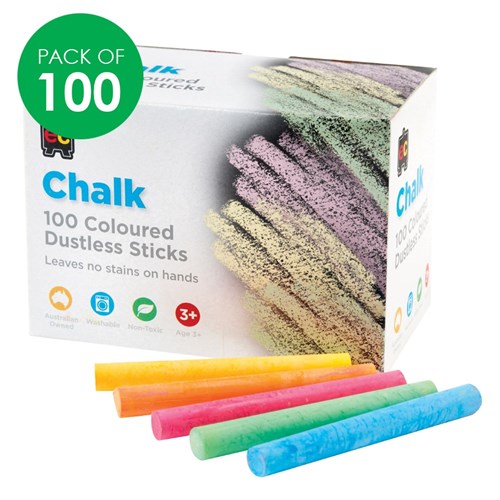 EC Dustless Chalk - Coloured - Pack of 100