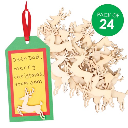 Self-Adhesive Wooden Reindeer - Pack of 24