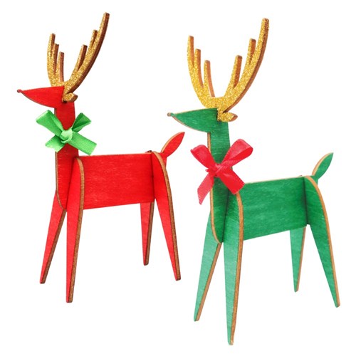 3D Wooden Reindeer - Pack of 3