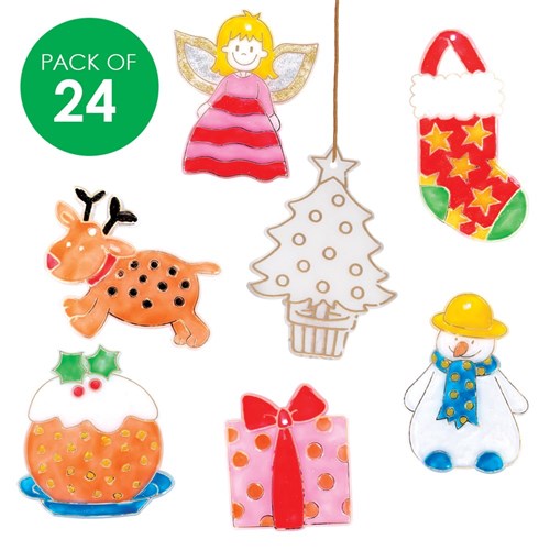 Plastic Sun Catchers - Christmas - Pack of 24