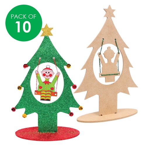 Wooden Swinging Elf in Tree - Pack of 10