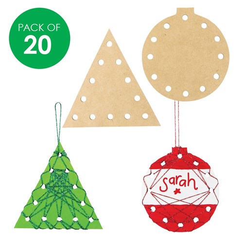 Wooden Christmas Weaving Shapes - Pack of 20