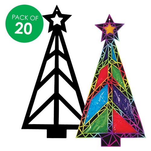 Scratch Board Stained Glass Trees - Pack of 20