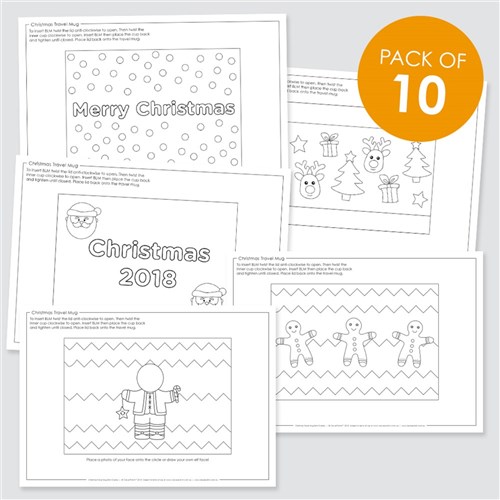 Design a Travel Mug - Christmas Paper Insert BLM - Pack of 10