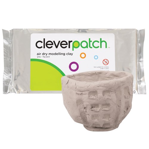 CleverPatch Air Dry Modelling Clay - Grey - 1kg Pack