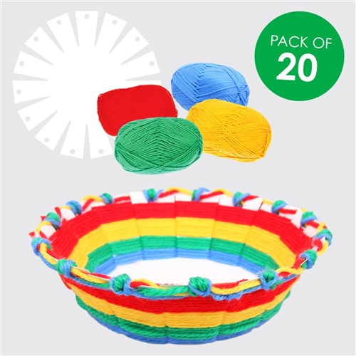 Cardboard Weaving Basket Kit with Yarn - Pack of 20