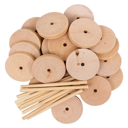 Wooden Wheels & Axles - Pack of 30