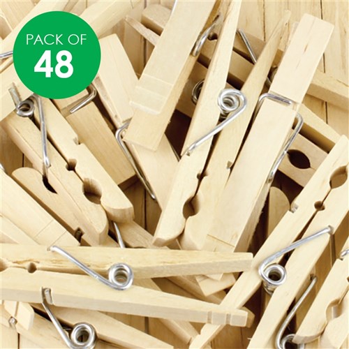 Wooden Pegs - Natural - Pack of 48