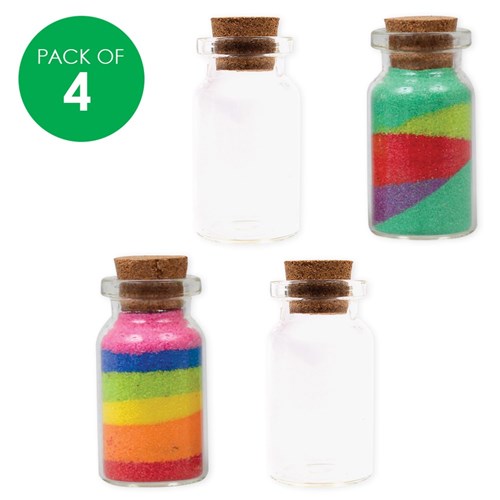 Small Glass Bottles with Cork Stoppers - Pack of 4