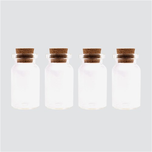 Small Glass Bottles with Cork Stoppers - Pack of 4