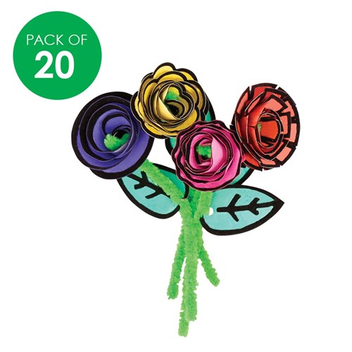 Fuzzy Art Flowers - Pack of 20