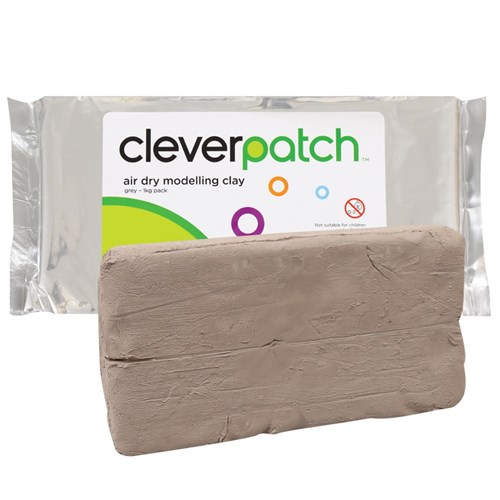 CleverPatch Air Dry Modelling Clay - Grey - 1kg - Pack of 12