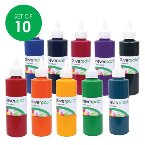 CleverPatch Tie Dye Paint - Set of 10 Colours - 250ml