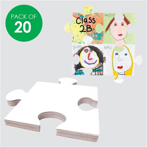 Giant Cardboard Puzzle Pieces - White - Pack of 20