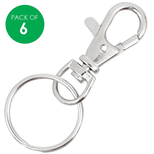 Metal Keyring with Snap Hook - Pack of 6